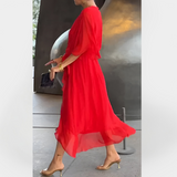 V-nyakú sifon ruha