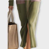 Zip-Up Maxi Ruha Contraszt Zsebekkel 