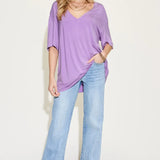 EVELYN | Bambusz zszálas felső V-nyakkal és ejtett vállakkal