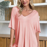 EVELYN | Bambusz zszálas felső V-nyakkal és ejtett vállakkal