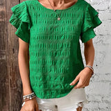 BABETTE | Rövid ujjú, kerek nyakú, fodros top