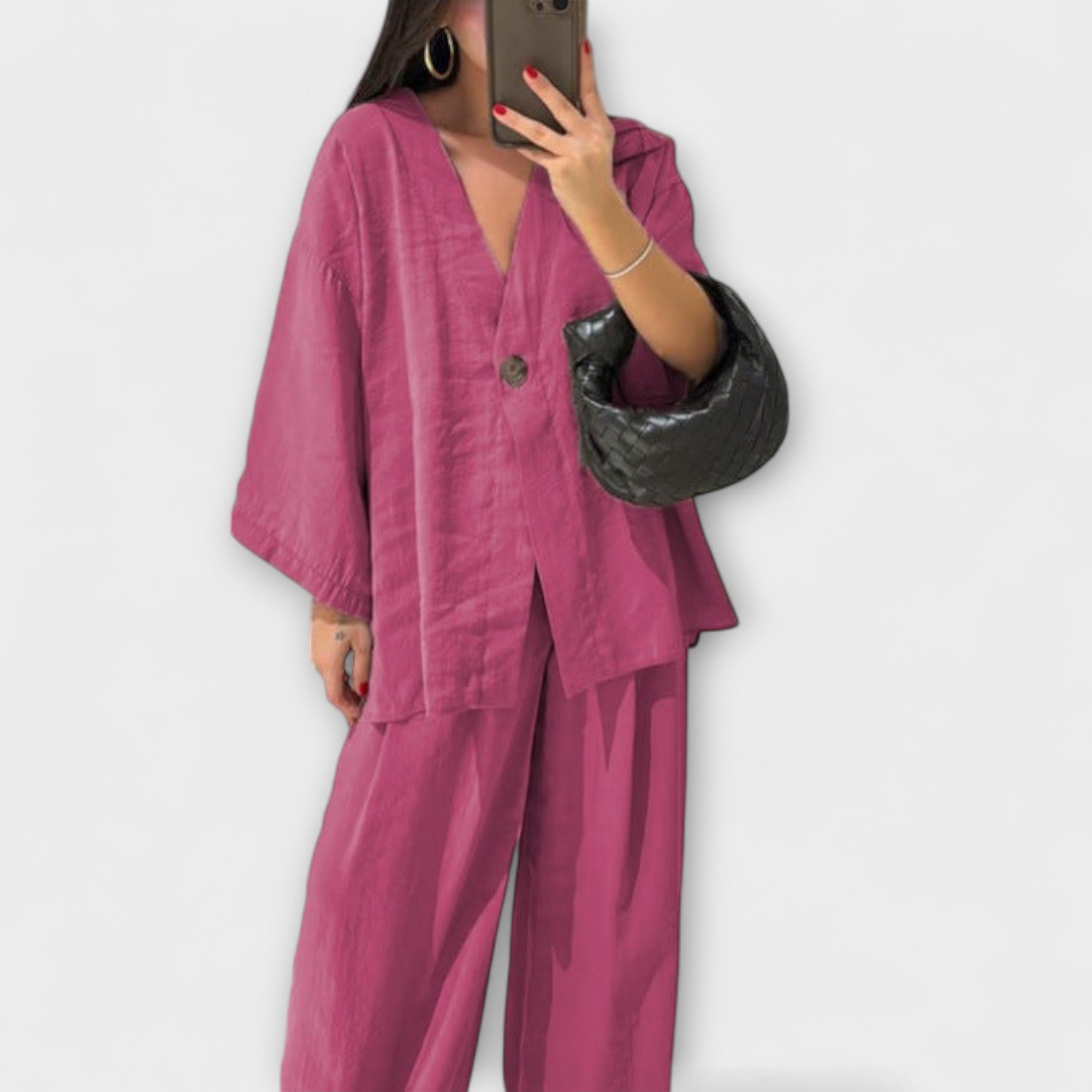 Aurora - Laza V-kivágású Top és Nadrág Duó