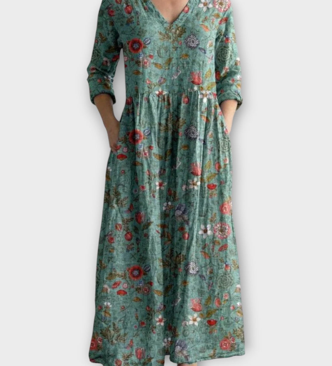 Vintage Virágmintás Maxi Ruha