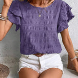 BABETTE | Rövid ujjú, kerek nyakú, fodros top