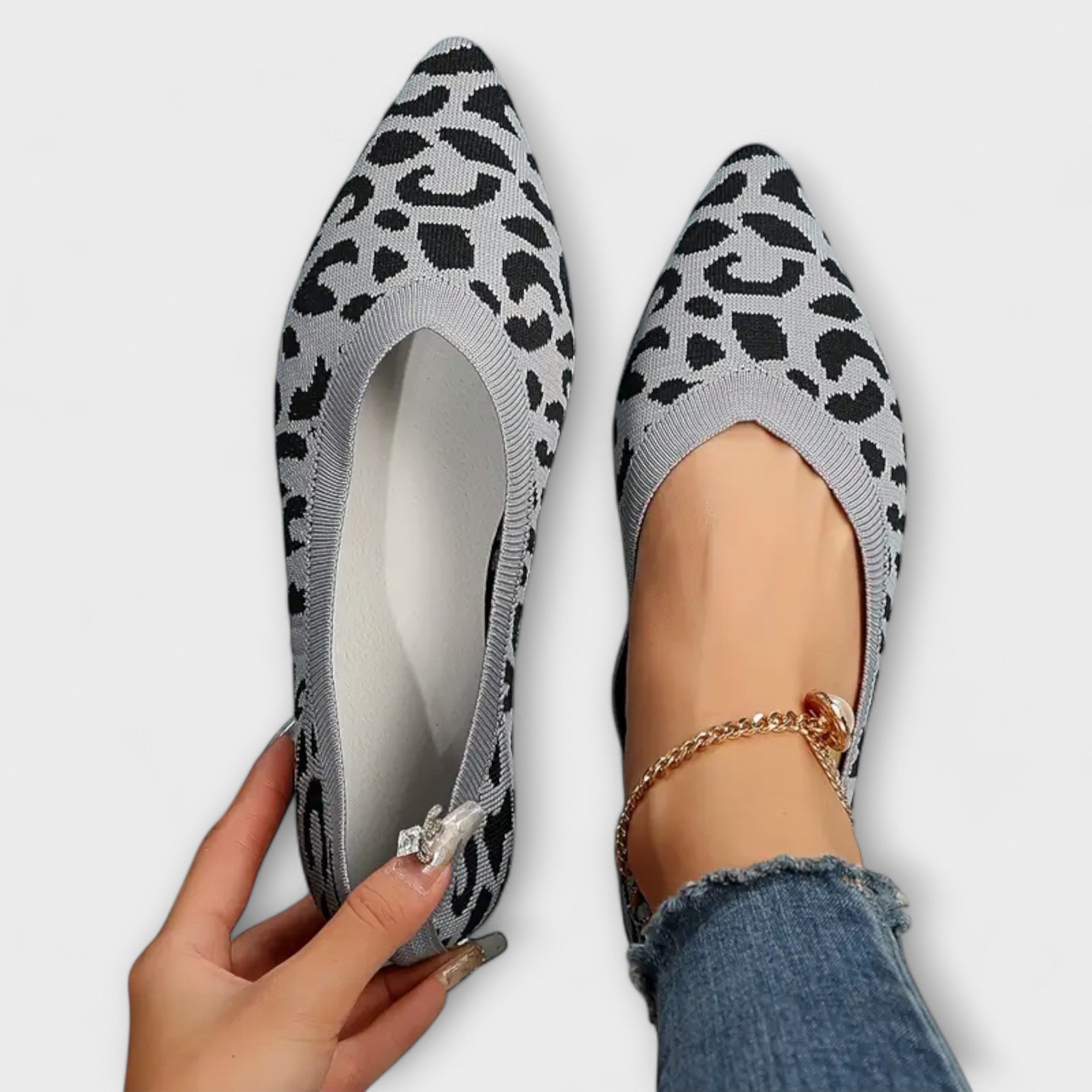 Paula-Sabrinas de renda com estampado de leopardo