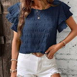 BABETTE | Rövid ujjú, kerek nyakú, fodros top