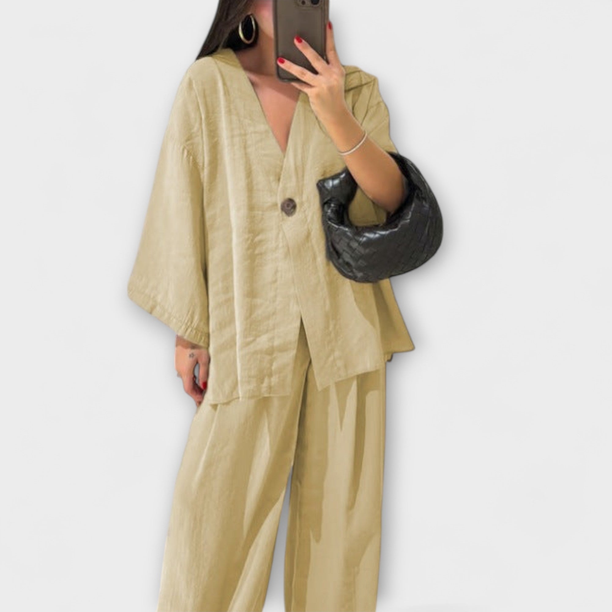 Aurora - Laza V-kivágású Top és Nadrág Duó