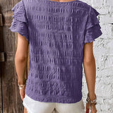 BABETTE | Rövid ujjú, kerek nyakú, fodros top