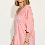 EVELYN | Bambusz zszálas felső V-nyakkal és ejtett vállakkal