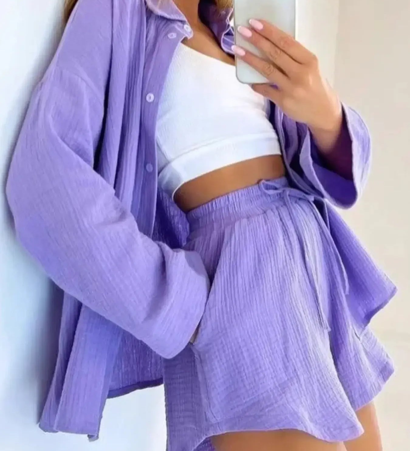 MIA| A szerkezet szett inggel és rövidnadrággal gombolással
