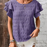 BABETTE | Rövid ujjú, kerek nyakú, fodros top