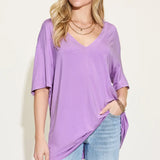 EVELYN | Bambusz zszálas felső V-nyakkal és ejtett vállakkal