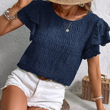 BABETTE | Rövid ujjú, kerek nyakú, fodros top