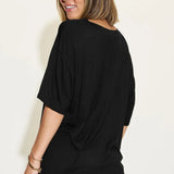 EVELYN | Bambusz zszálas felső V-nyakkal és ejtett vállakkal