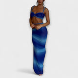 Jane - Stílusos Gradient Braid Crop Top & Overszok Duó