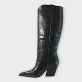 Botas com Design Croco és Salto Elegante