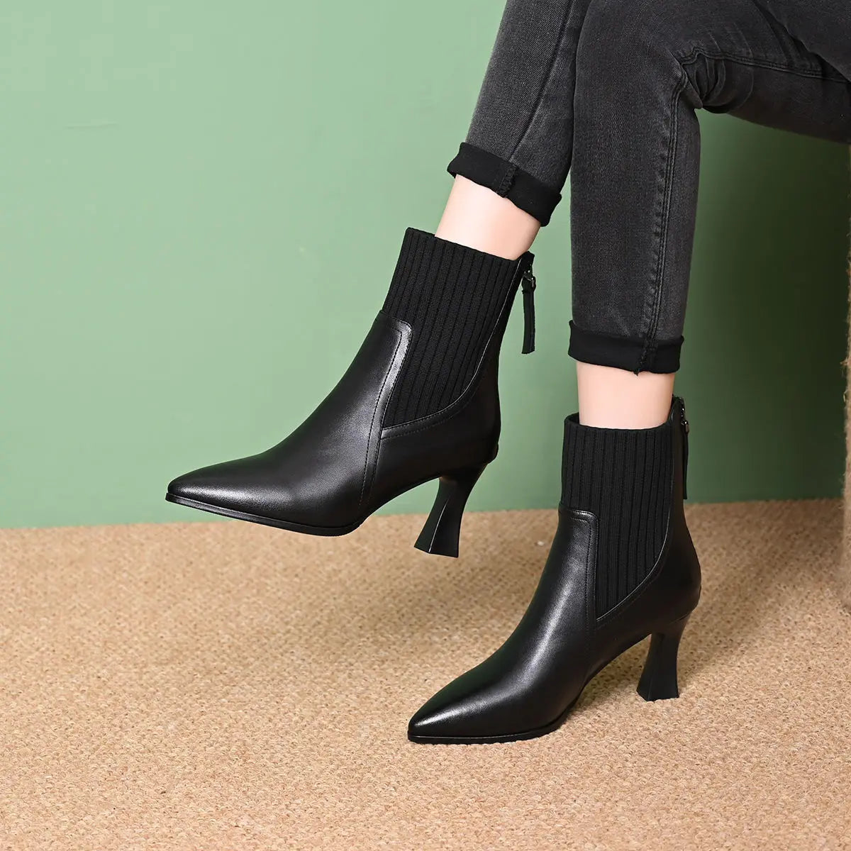 Clara–Botas com platforma em Couro