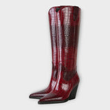 Botas com Design Croco és Salto Elegante