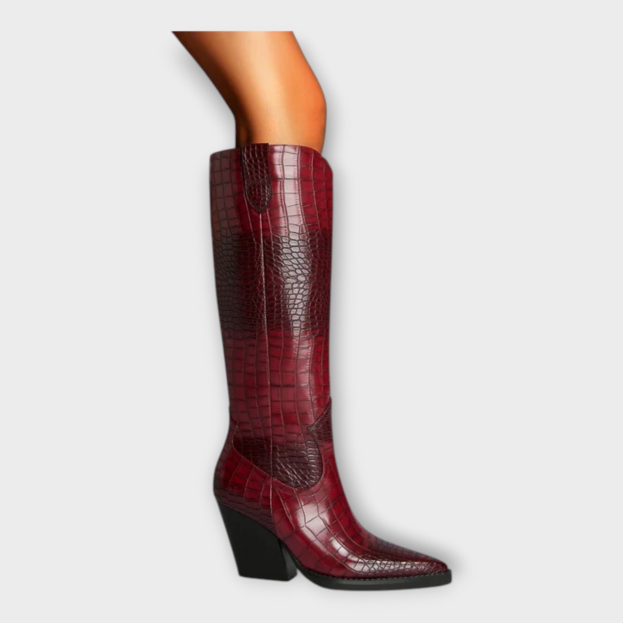 Botas com Design Croco és Salto Elegante