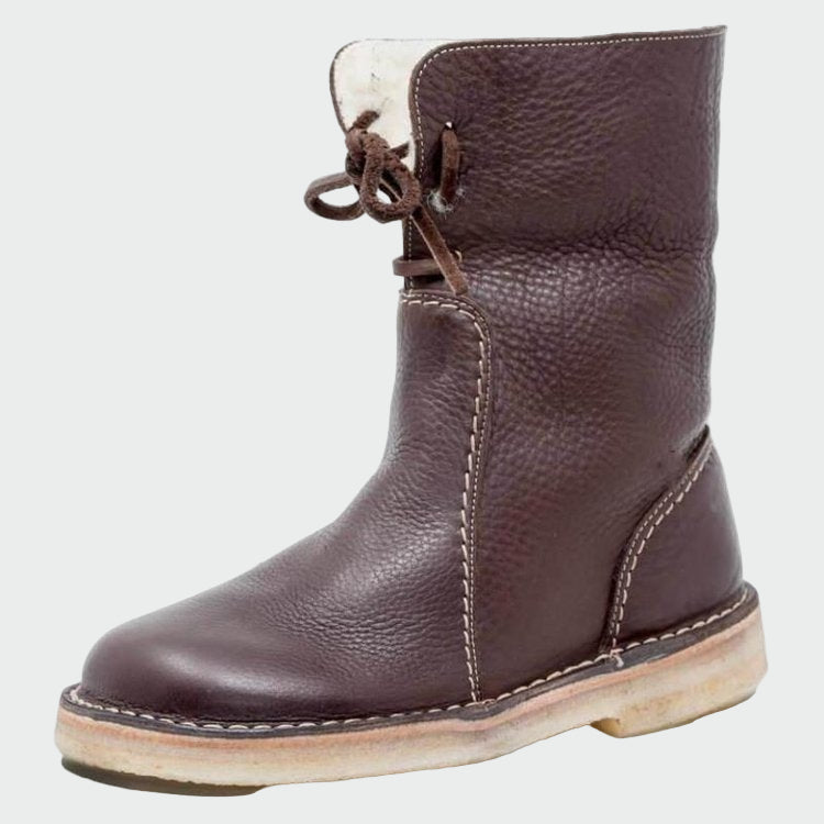 Botins de couro impermeáveis ​​​​com forro de lã