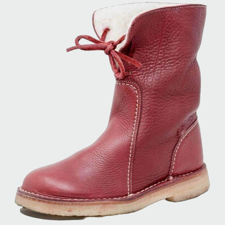 Botins de couro impermeáveis ​​​​com forro de lã