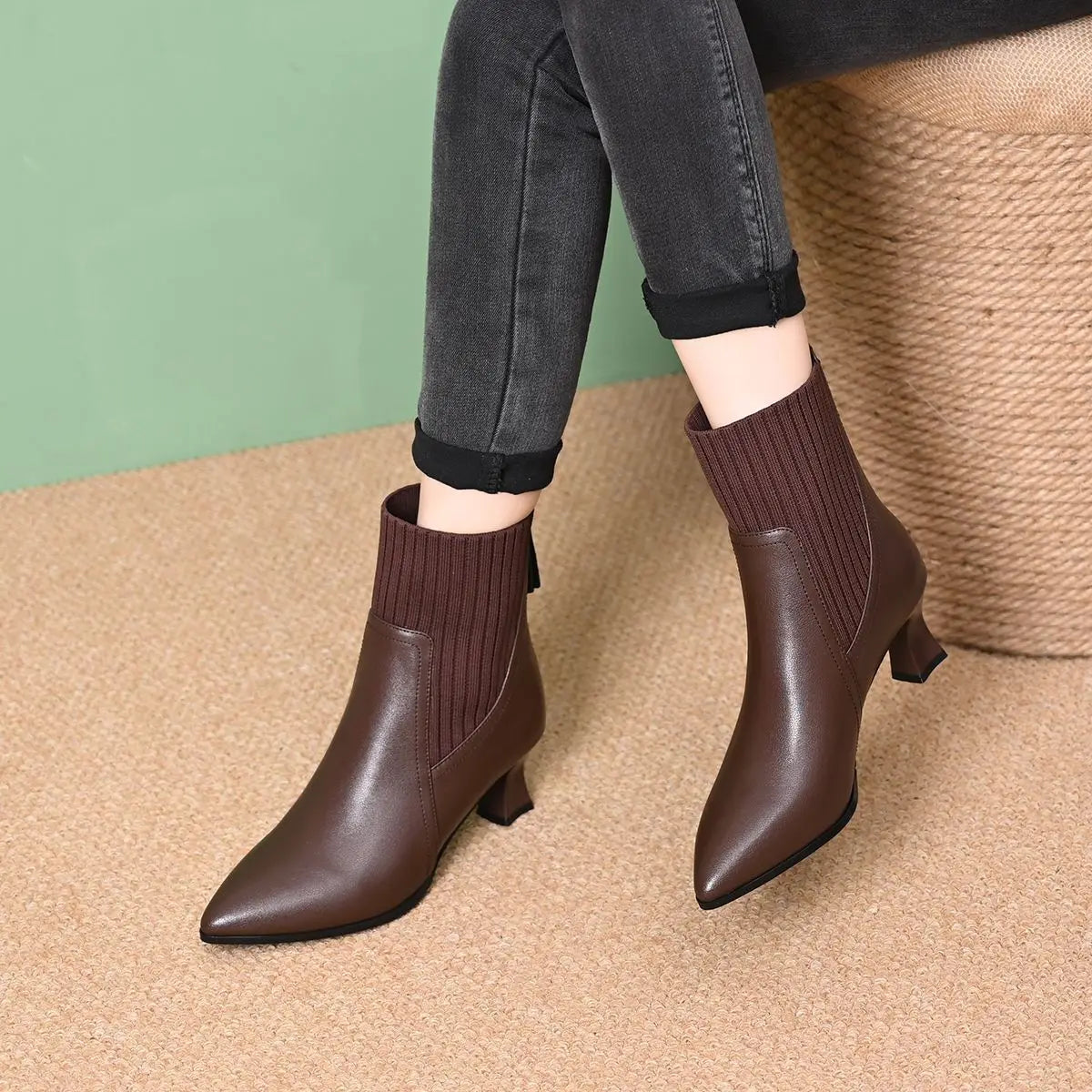 Clara–Botas com platforma em Couro