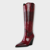 Botas com Design Croco és Salto Elegante
