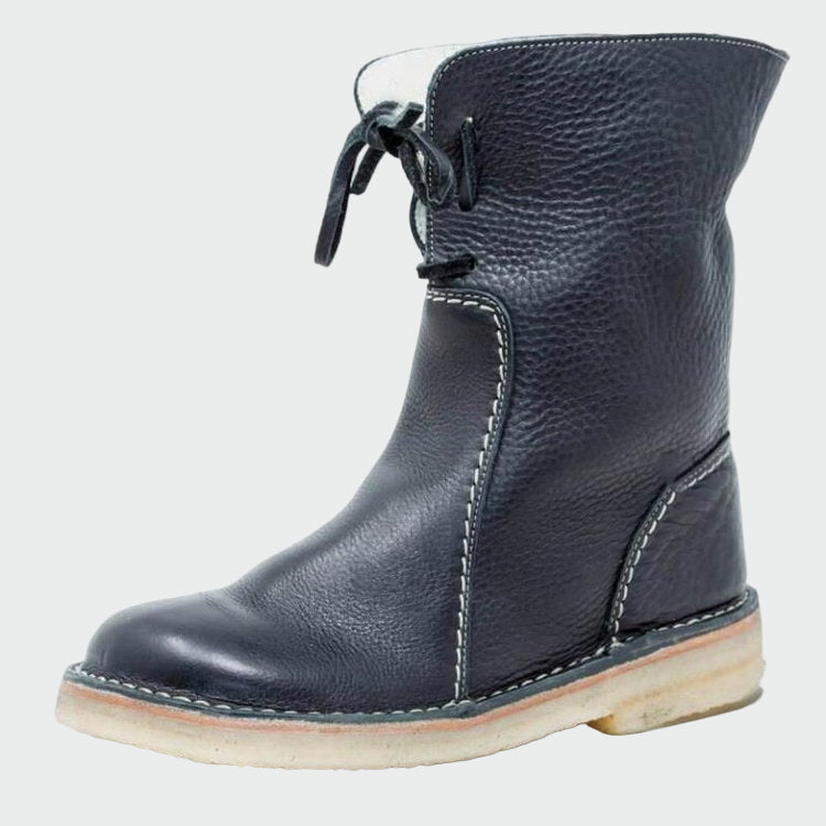 Botins de couro impermeáveis ​​​​com forro de lã