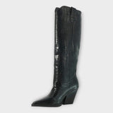 Botas com Design Croco és Salto Elegante
