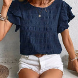 BABETTE | Rövid ujjú, kerek nyakú, fodros top