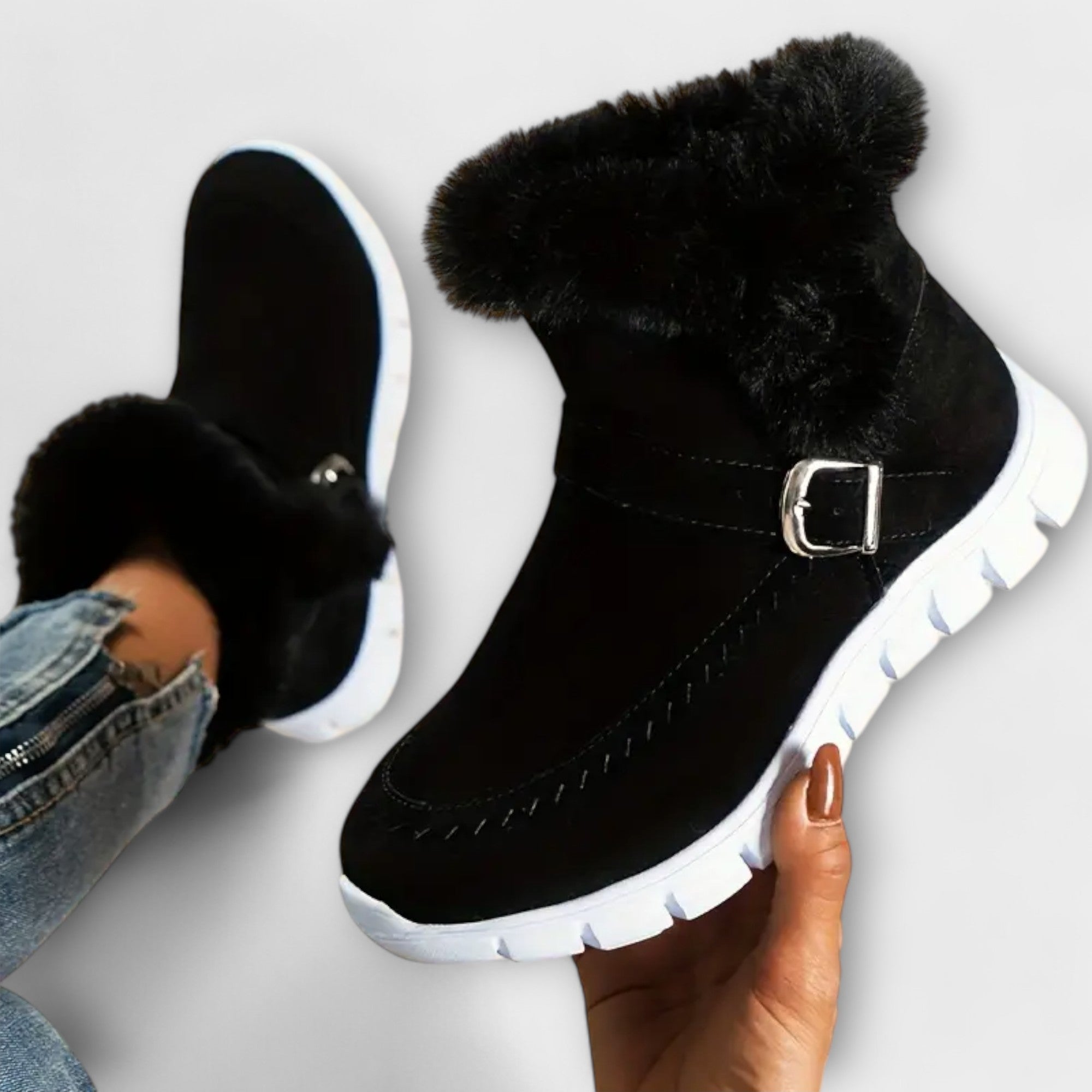 Anny-Botas de tornozelo quentes e forradas 