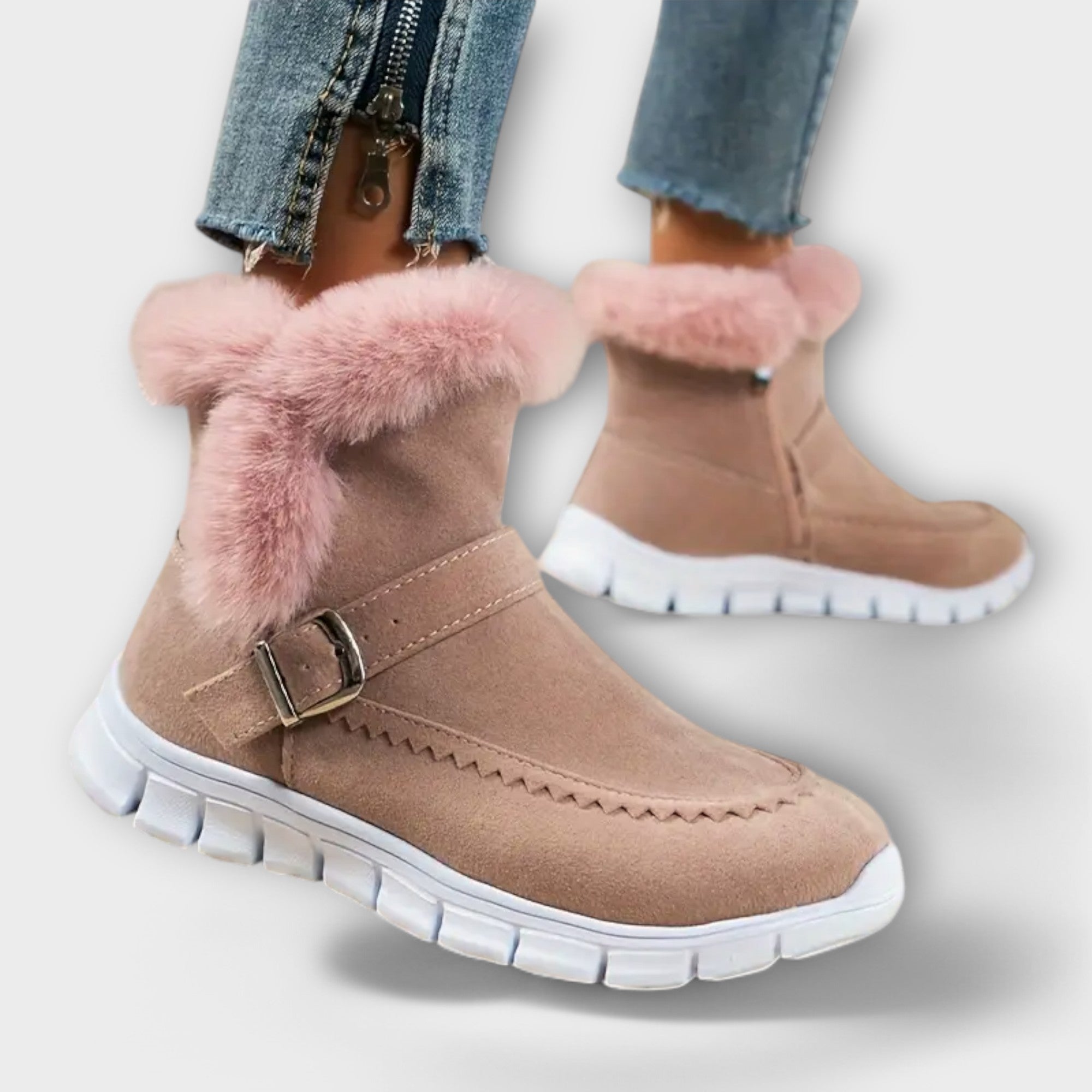 Anny-Botas de tornozelo quentes e forradas 