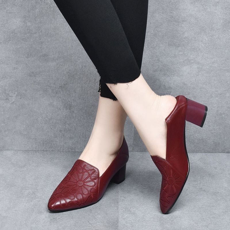 Olene | Sapatos de Salto em Pele Vegan com Bordado Suave