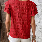 BABETTE | Rövid ujjú, kerek nyakú, fodros top