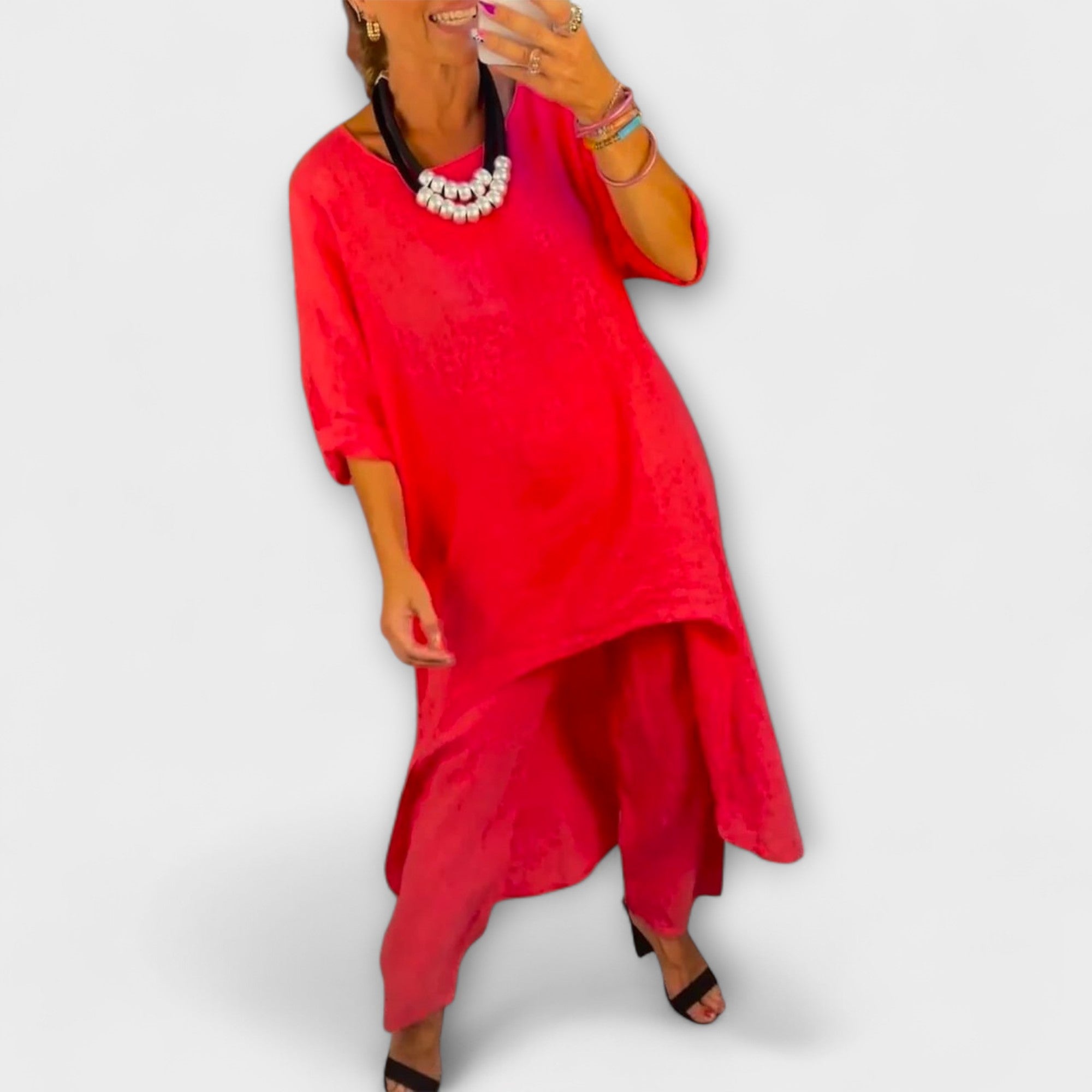 Tabea - Vászon öltöny kerek nyakkivágással