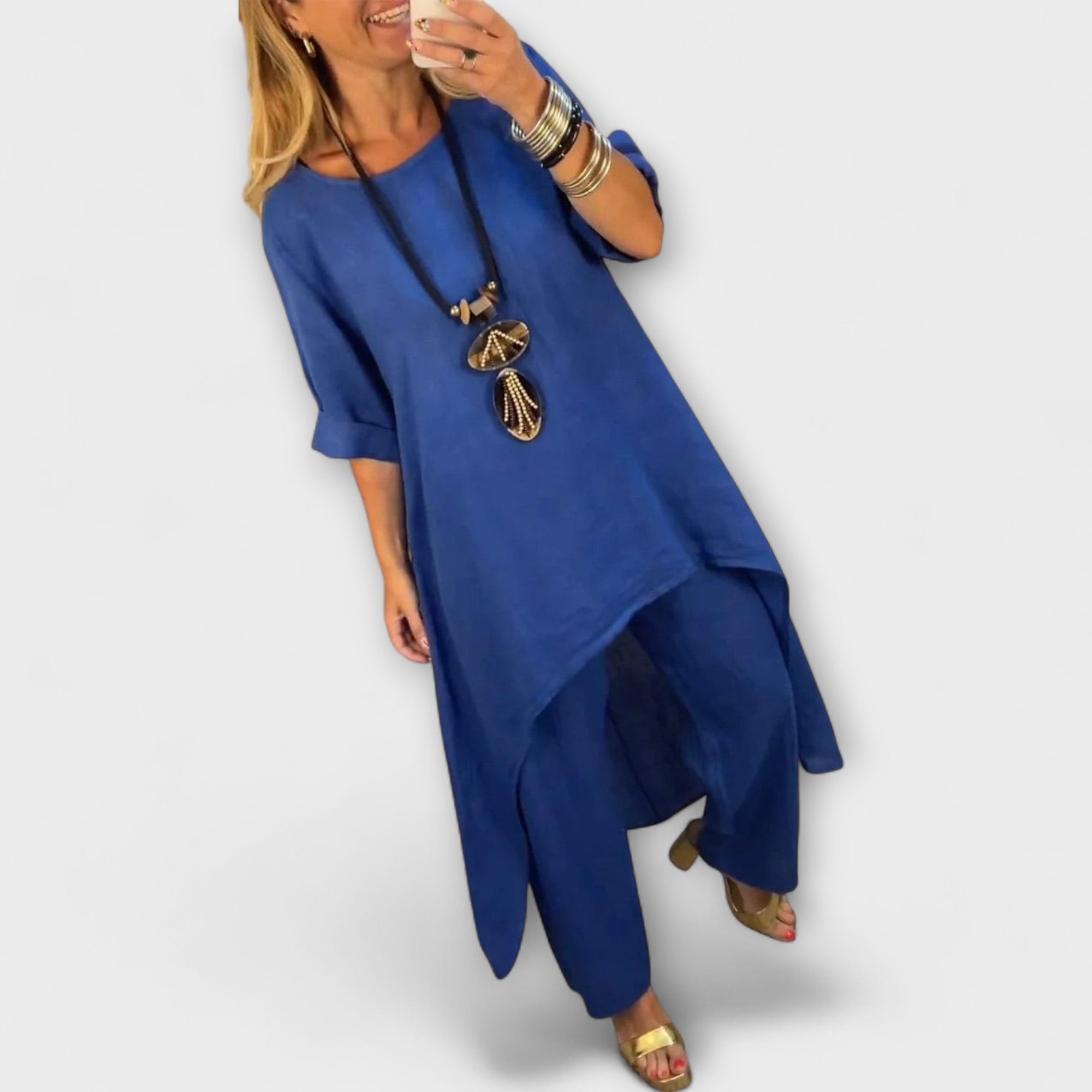 Tabea - Vászon öltöny kerek nyakkivágással