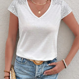 MARIANA | V-kivágású, rövidujjú, csillogó póló