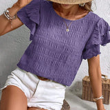 BABETTE | Rövid ujjú, kerek nyakú, fodros top