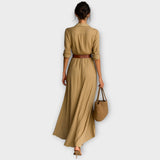 Elegáns Drapált Gombos Maxi Ruha