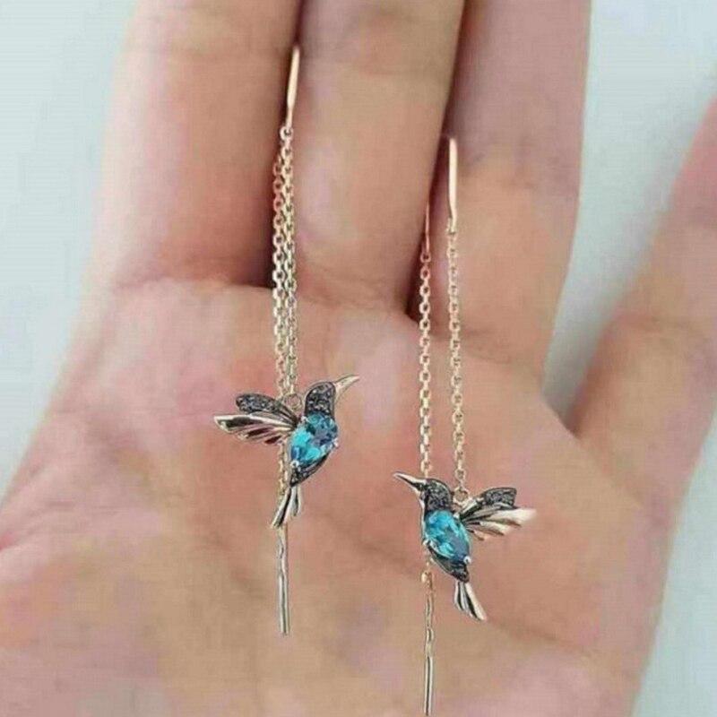 Ailes de Colibri Brincos Elegantes - Esmalte és Cristais