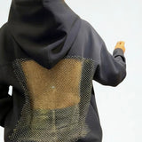 Alba Strasszos Hálós Nyitott Hátú Kapucnis Pulóver