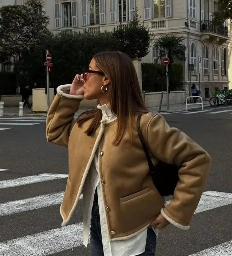 Aralyn Műszőrme Suede Kabát