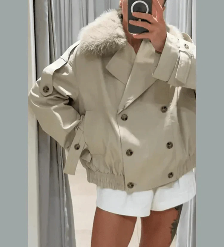 Camille Trench Coat műszőrme gallérral