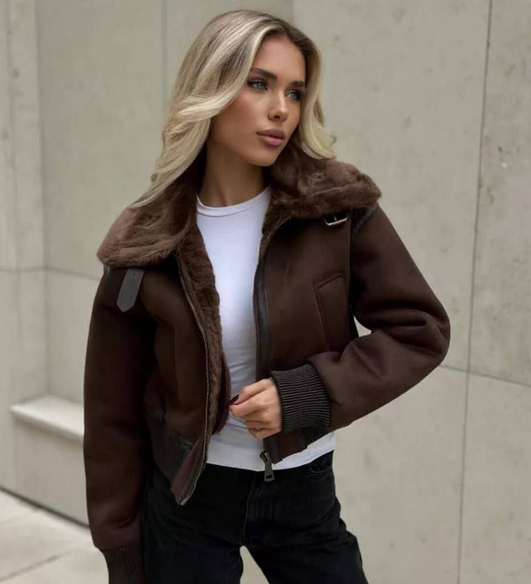 Esme Suede Rövid Bomber Dzseki