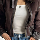 Esme Suede Rövid Bomber Dzseki