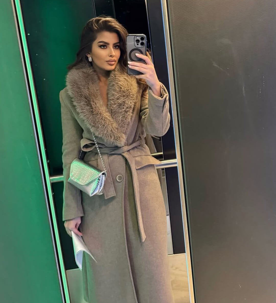 Faye Műszőrme Galléros Maxi Kabát