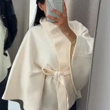 Gianna Elegáns Magas Nyakú Övvel Ellátott Kápláni Kabát