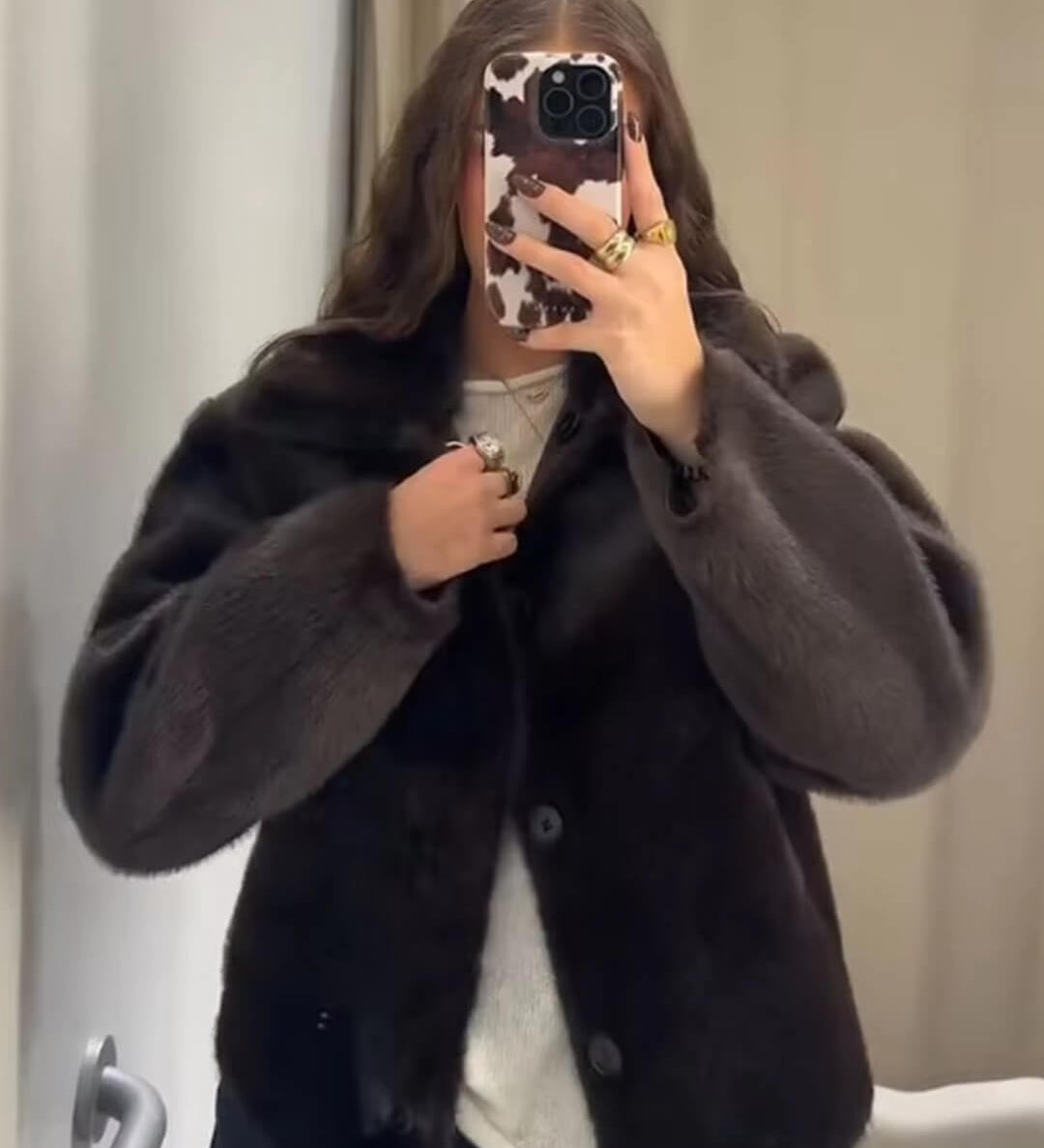 Joana Kétoldala's Műszőrme Bőrkabát