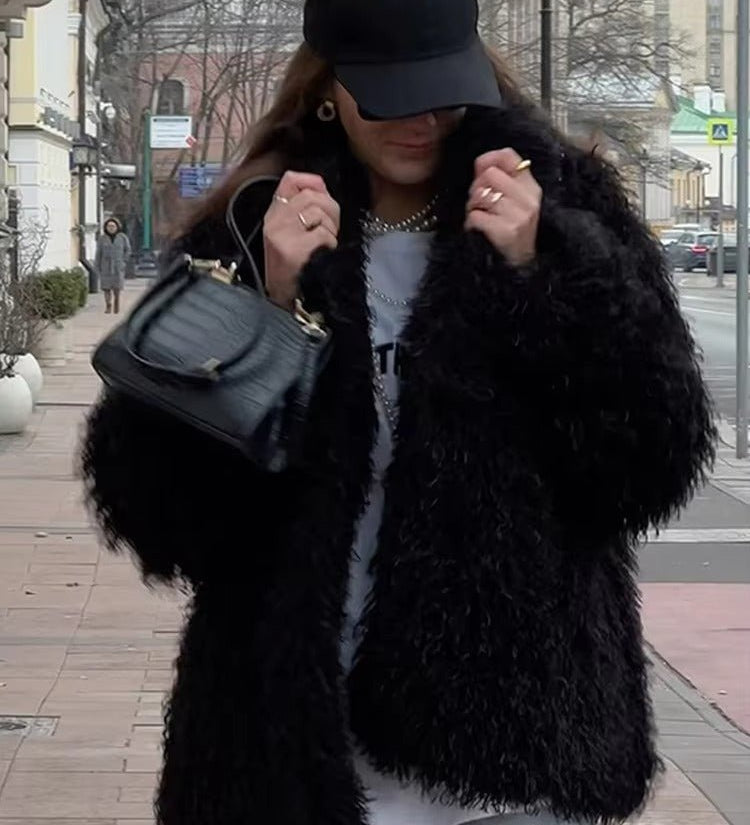 Liza Bolyhos Műszőrme Kabát