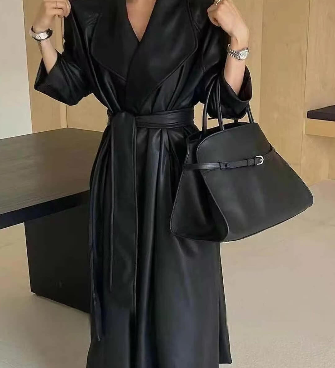 Shiela Műbőr Maxi Trench Kabát